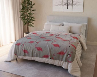 Cozy Flamingo Fleece Sherpa Blanket, Fun Tropical Decor, Perfect for Beach Lovers, Gifts, Home, Home Decor, Cozy Throws for All