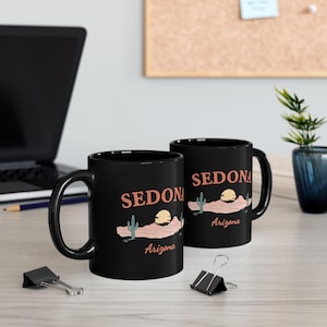 Sedona Black Mug | Arizona Desert Vibes | Coffee Lover Gift | Retro Style Mug | Vintage Travel Mug | Unique Souvenir