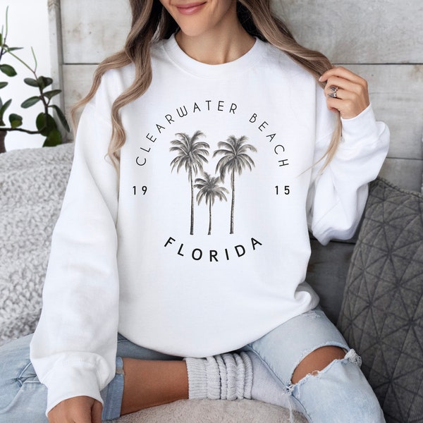 Clearwater Sweatshirt, Soft Cozy Clearwater Hoodie, Travel Top, Beach Souvenir, Gifts for Florida, Lovers FLA, FL East Coast Coastal Sweater