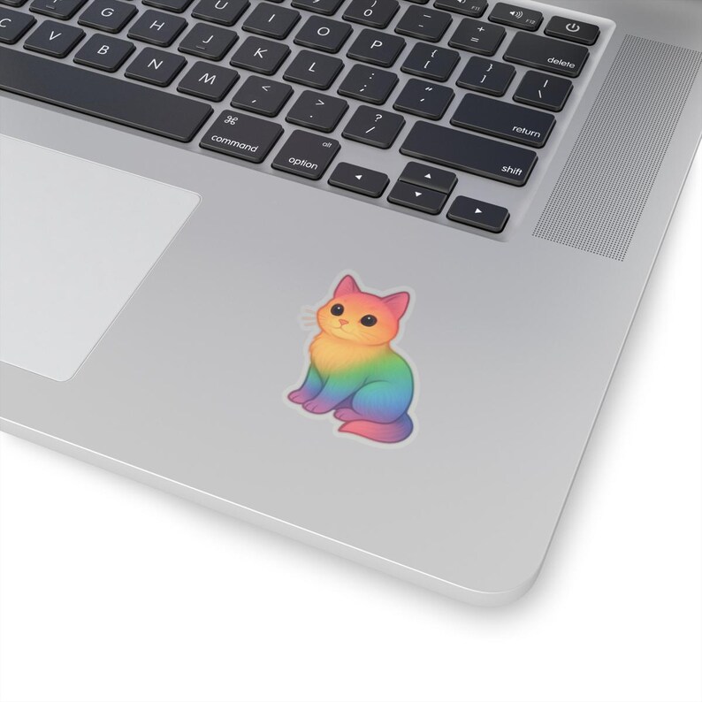 Rainbow Cat Sticker, Cute Cat Stickers, Laptop Stickers, Colorful ...