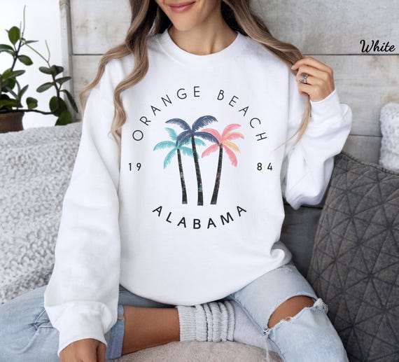 Orange Beach Sweatshirt, Alabama Crewneck Sweater, AL Crewneck Top