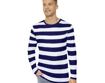 [LOW CLASSIC] / ☆ 24FW LONG SLEEVE STRIPED T-SHIRT/NAVY Navy and White Striped Long Sleeve Shirt, Navy Blue and