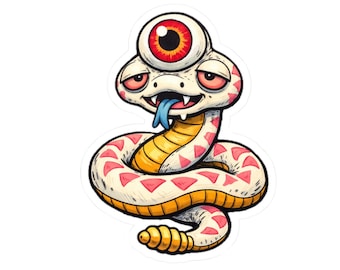 Pegatina de serpiente, calcomanía de serpiente de dibujos animados, divertido reptil dibujado a mano, vinilo para portátil, botella de agua, coche, regalo.