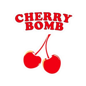 Cherry Bomb Sticker, Fun Cherry Design for Laptops, Water Bottles, Journals, Party Favors, Gift Wrapping, Cute Decor for Any Surface