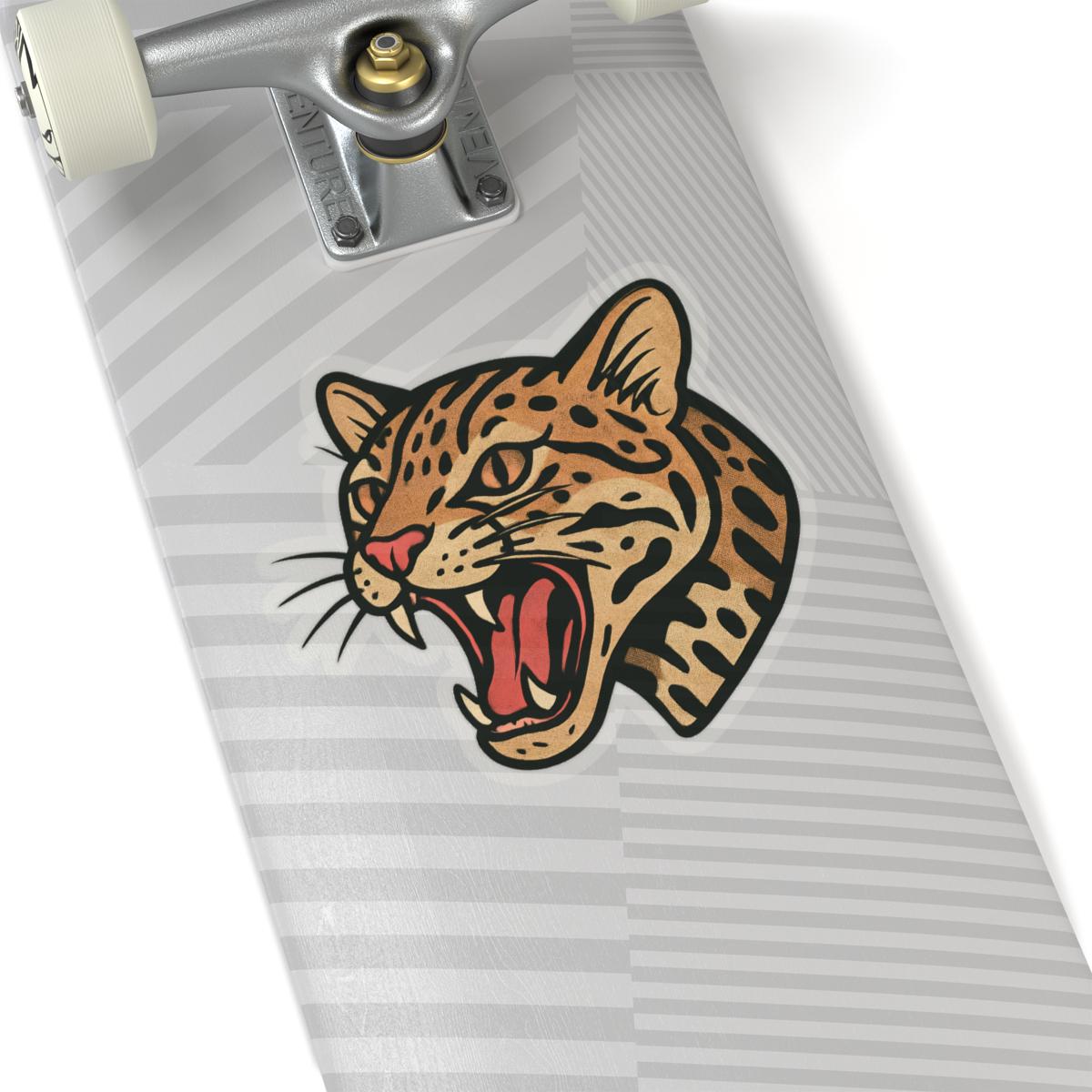 Ocelot Sticker, Neo-traditional Tattoo Ocelot Decal, Boho Wild Cat ...