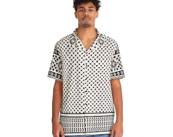 Keffiyeh Muster Button Up Shirt, Keffiyeh Muster Shirt, Keffiyeh Hawaii Hemd, Naher Osten Shirt, Palästina Shirt, Freies Palästina Shirt