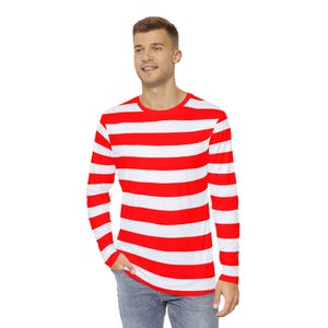Red and White Striped Long Sleeve Shirt, Red and White Stripe Shirt, Striped Long Sleeve Tee, Colorful Tee, Soft Vibrant Gift