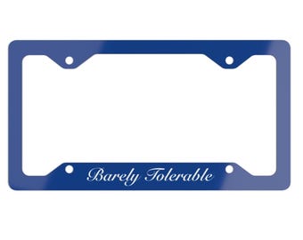 Cadre de plaque d'immatriculation en métal bleu marine, Orgueil et Préjugés
