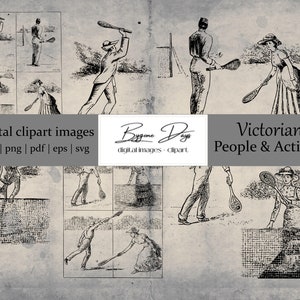 12 Victorian Drawings - People & Activities - Digital Clipart Images - 300 DPI