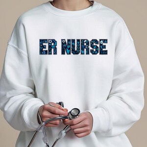 ER Nurse Floral Crewneck Sweatshirt: Gift for Healthcare Workers