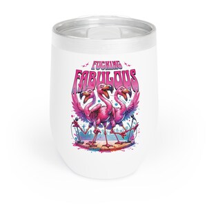 Flamingo Wine Tumbler, Flamingos cor-de-rosa, Presente fabuloso, Copos tropicais, Taça de vinho engraçada