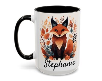 Personalized Fox Mug: 15 oz Ceramic Coffee Cup