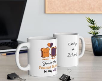 Personalized Anniversary Coffee Mug: Peanut Butter & Jelly Couple Gift
