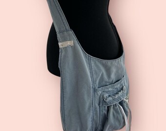 Bolso bandolera de lona Abercrombie & Fitch vintage Y2K, azul, grande, raro.