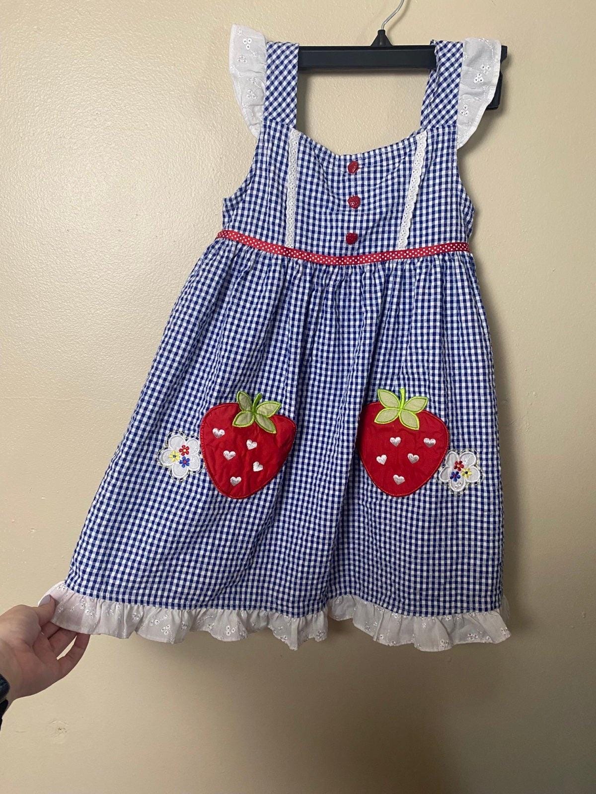 Vintage Green White Gingham Mini Day Dress, Cottagecore S