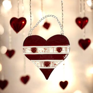Red Velvet Heart – Fused Glass Suncatcher