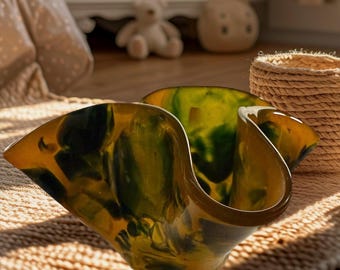 Amber Light- Large Fused Glass Candle Holder