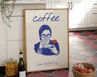 Retro Coffee Print, Vintage Coffee Poster, Food Print, Kitchen Decor, Cafe Art, Vintage Food Print, Italian Travel Decor, Aesthetic Decor