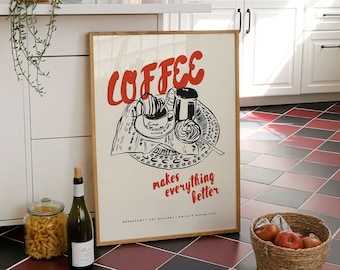 Vintage Coffee Poster: Retro Style - Kitchen and Cafe Decor