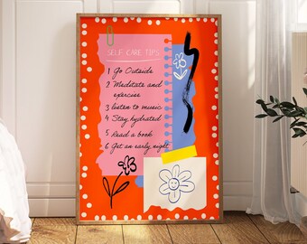 Orange Retro Poster, Retro Quote Print, Trendy Wall Art, Dorm Room Decor, Aesthetic Wall Art, Home Decor, Kitchen Print, Modern Boho Decor