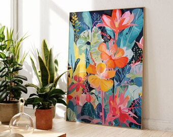 Botanical Flower Poster, Floral Wall Art, Vintage Style (Multiple Sizes)
