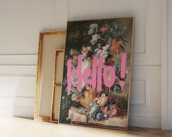 Altered Vintage Art Print: Floral Vase with Urban Graffiti - Matte Paper