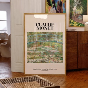 Claude Monet Exhibition Poster, Famous Bridge Gallery Wall Art Print, Painting Art Print, Vintage Wall Print, Scenery Nature Living Room Art