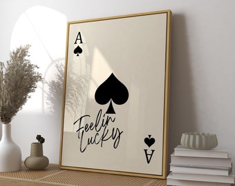Ace of Spades Print, Playing Card Poster, Trendy Retro Art, Bar Decor, Kitchen Print Gift, Kitchen Aesthetic Decor, Modern Home Gallery Wall