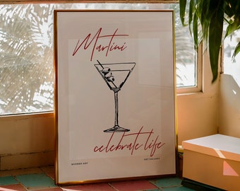 Trendy Cin Cin Poster, Cheers Print, Cocktail Print, Martini Poster Print, Trendy Poster Gift, Retro Art, Kitchen Print, Modern Boho Decor