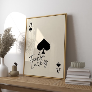 Ace of Spades Print, Playing Card Poster, Trendy Retro Art, Bar Decor, Kitchen Print Gift, Kitchen Aesthetic Decor, Modern Home Gallery Wall