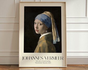 Johannes Vermeer Poster, Girl With A Pearl Earring (Vintage Style, Matte Paper)