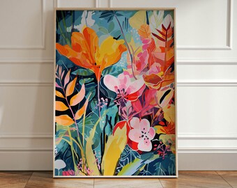 Flower Print Poster: Vibrant Botanical Design - Modern Boho Style