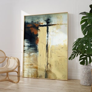 Abstract Wall Art Print: Beige and Gold Minimalist (Japandi Style)