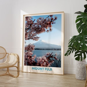 Mount Fuji Art, Japanese Mount Fuji Gift Art Lovers, Travel Market Wall Art Prints, Modern Travel Art, Living Room Print, Fujiyama Wall Art