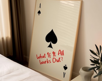 Ace of Spades Print, Playing Card Poster, Trendy Retro Art, Bar Decor, Kitchen Print Gift, Kitchen Aesthetic Decor, Modern Home Gallery Wall