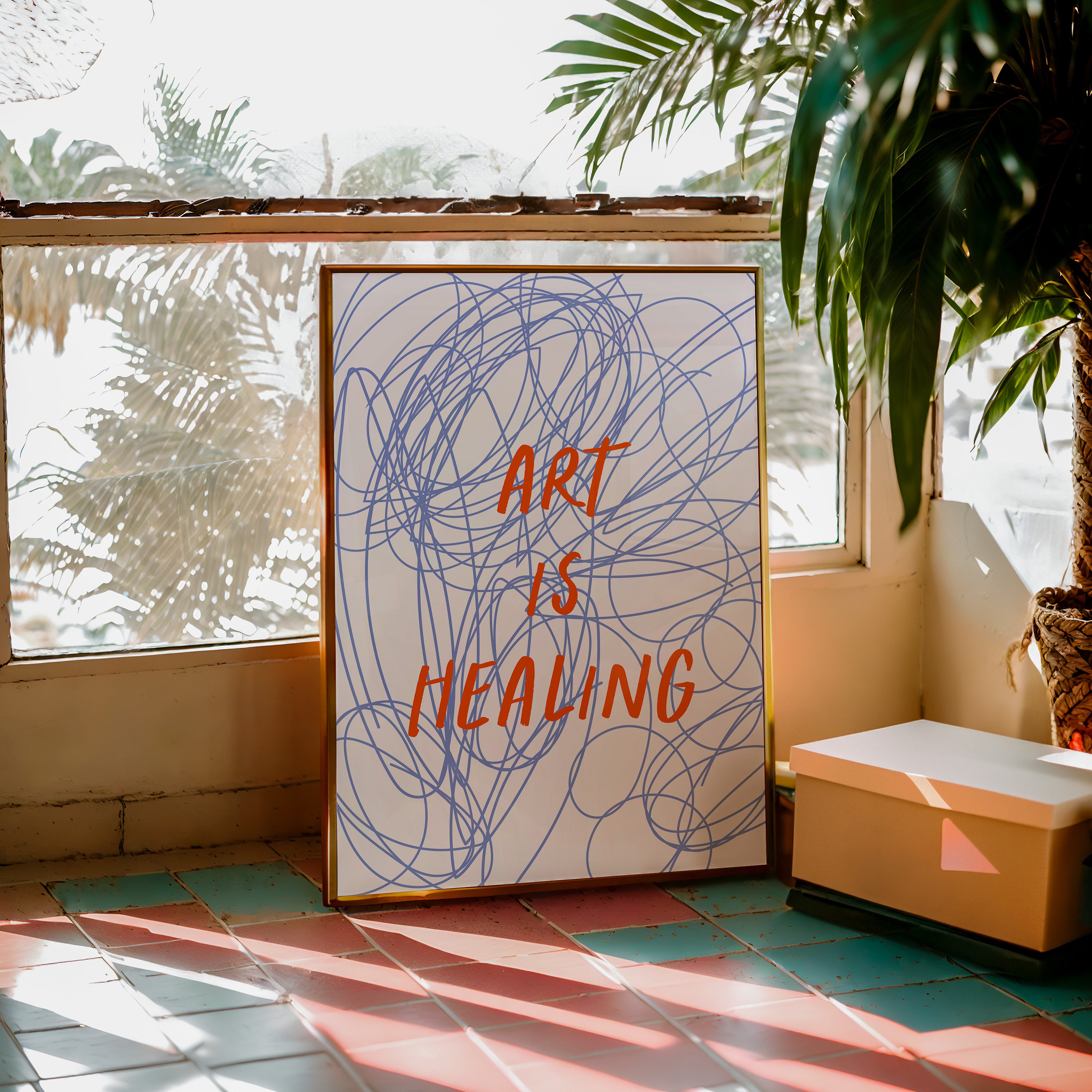 Art is Healing Quote Motivational Poster, Trendy Retro Art, Bar Decor, Kitchen Print Gift