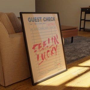 Trendy Retro Wall Art Print, Guest Check Poster, Bar Decor, Kitchen Cream Print Gift, Aesthetic Kitchen Decor, Modern Home Gallery Wall