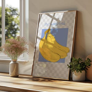 Stay Wonderful Banana Wall Art Print, Cheerful Fruit Illustration for Kitchen or Playroom, Bold Yellow Banana Decor, Fun Positive Poster