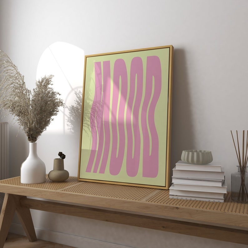 Mood Art Print, Quirky Motivational Quote Poster, Lime Green & Pink Trendy Retro Art Print, Bar Decor, Kitchen Print Gift, Aesthetic Decor