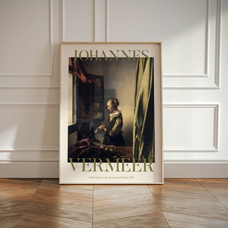 Johannes Vermeer Exhibition Poster, Famous Gallery Wall Art Print, Painting Art Print, Vintage Wall Print, Scenery Nature Living Room Art