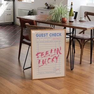 Trendy Retro Wall Art Print, Guest Check Poster, Bar Decor, Kitchen Cream Print Gift, Aesthetic Kitchen Decor, Modern Home Gallery Wall