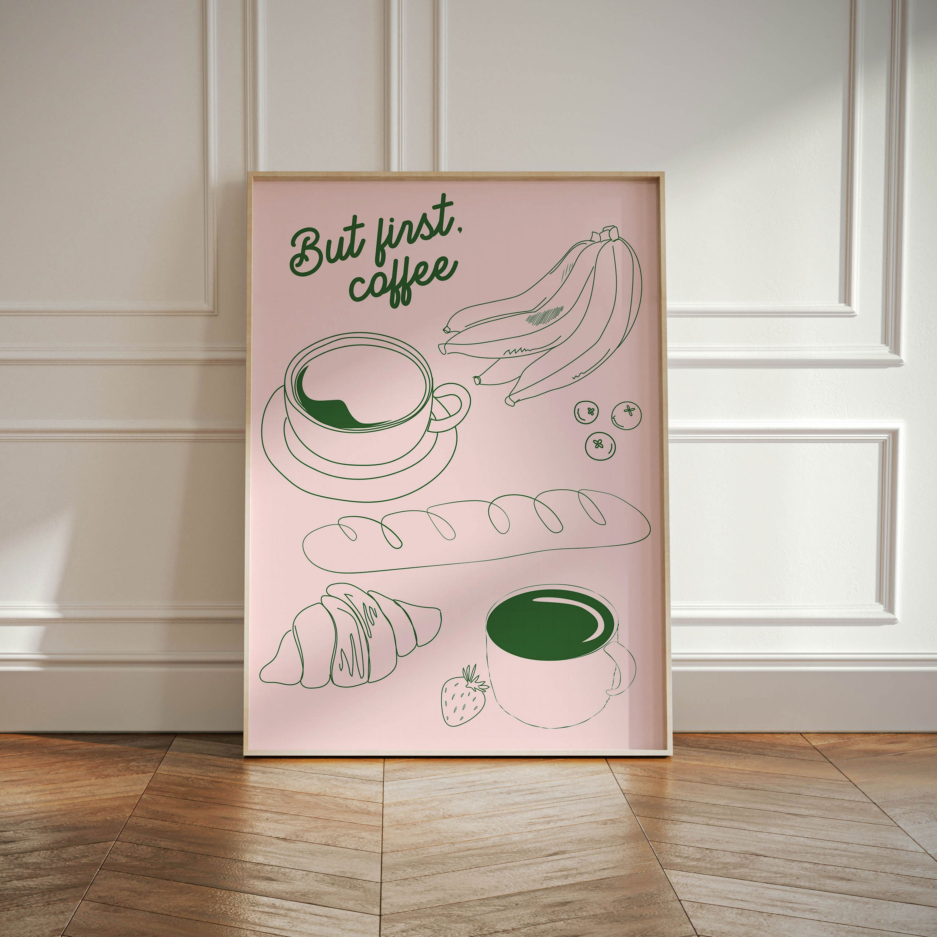 Modern Handrawn Poster for Kitchen With Quote Coffee Poster, Food and ...