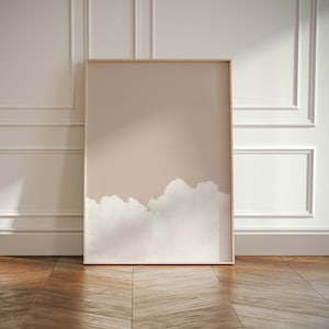 Bedroom Wall Art Over the Bed, Above Bed Cloud Art Decor, White Beige Wall Art, Bedroom Wall Decor, Neutral Apartment Wall Art Poster Print
