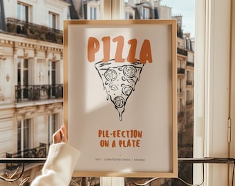 Lámina de pizza para pared: ilustración de comida italiana para decorar la cocina y el comedor