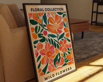 Flower Wall Art Print: Modern Boho Floral Design - Unframed