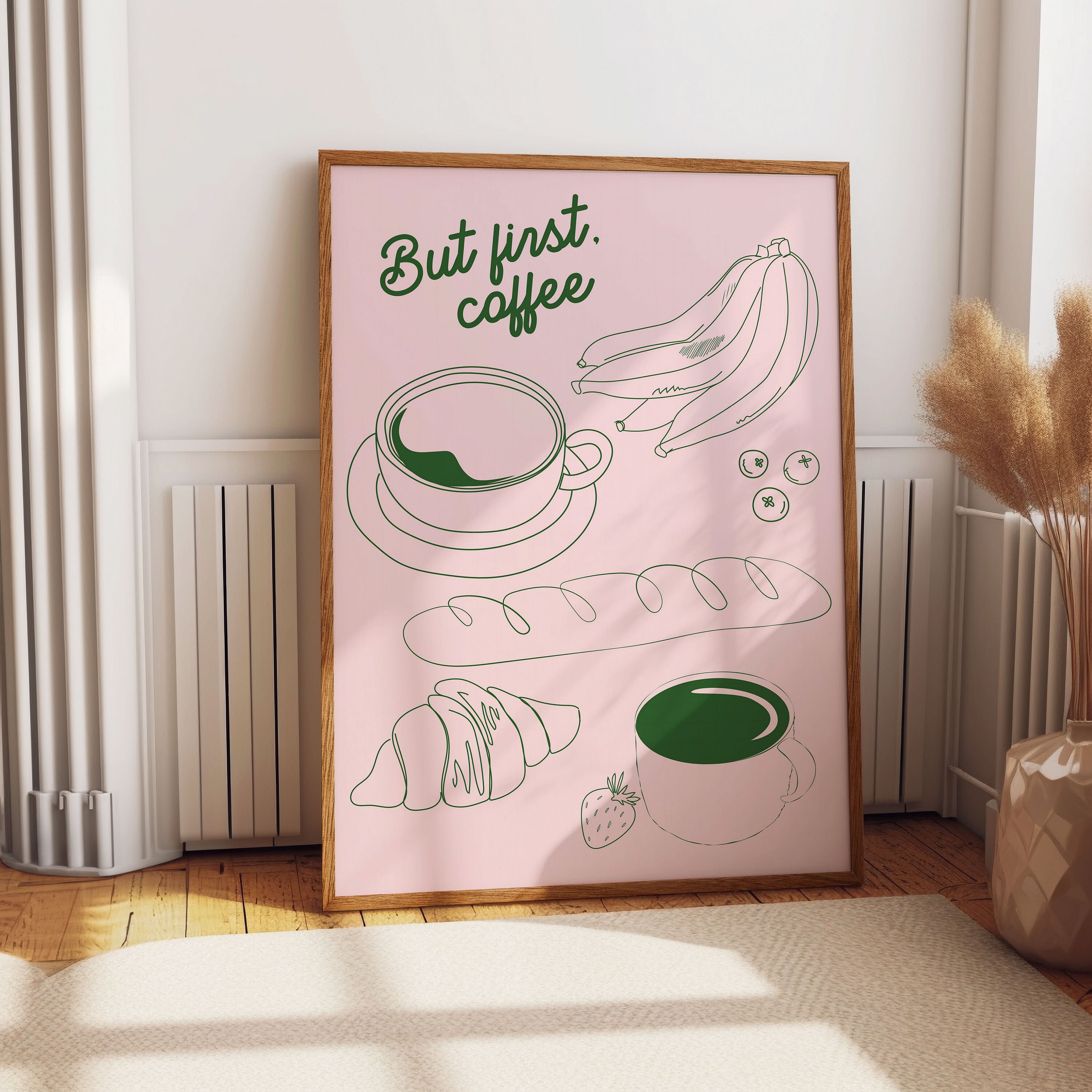 Modern Handrawn Poster for Kitchen With Quote Coffee Poster, Food and ...