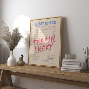 Trendy Retro Wall Art Print, Guest Check Poster, Bar Decor, Kitchen Cream Print Gift, Aesthetic Kitchen Decor, Modern Home Gallery Wall
