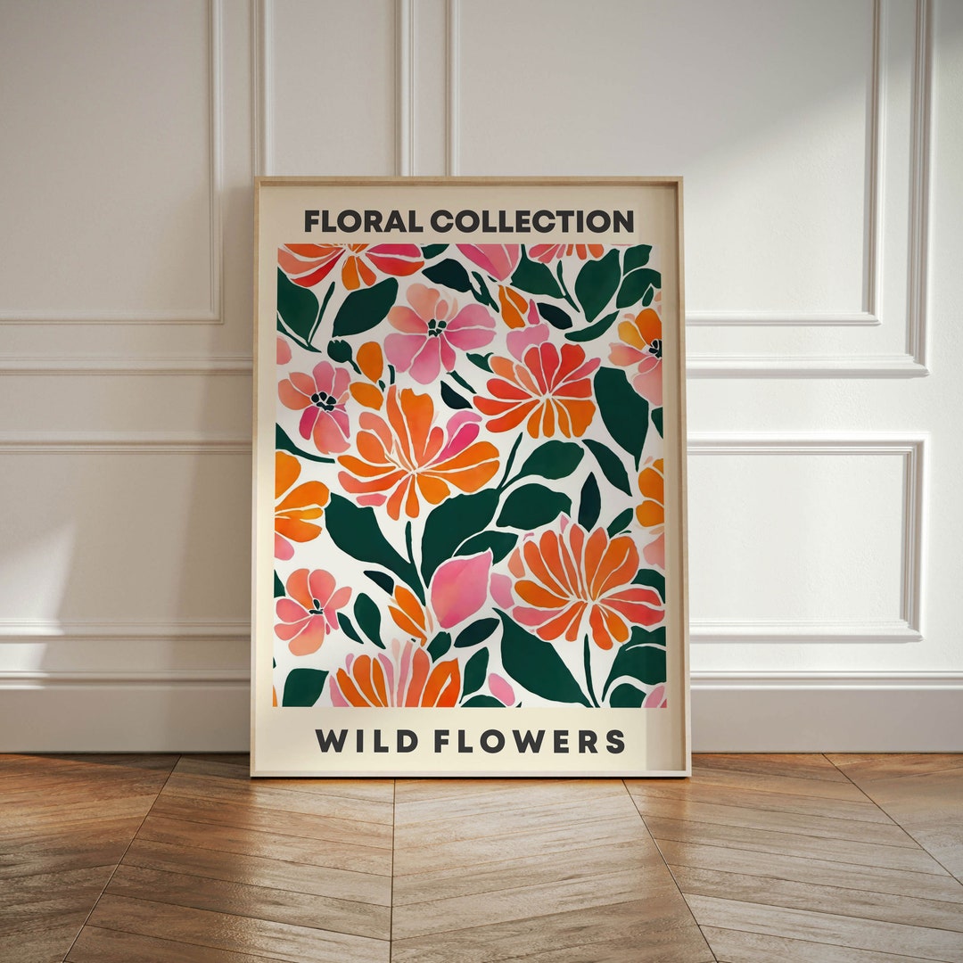 Floral Wall Art Print: Vintage Botanical Design - Black and Beige - Etsy