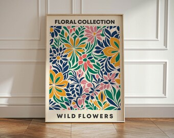 Botanical Flower Art Poster: Monochrome Floral Wall Print