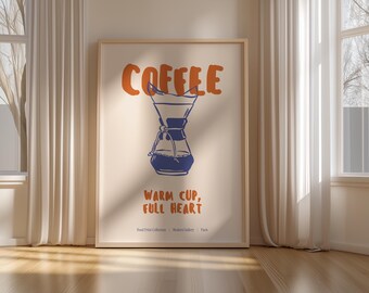 Stampa artistica da parete con caffè – Illustrazione minimalista di una macchina per il caffè per l'arredamento della cucina